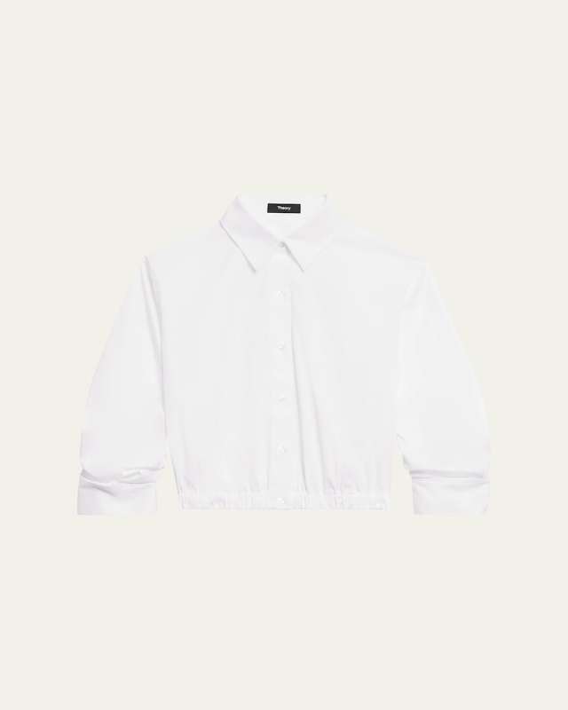 Fixed-Sleeve Poplin Top